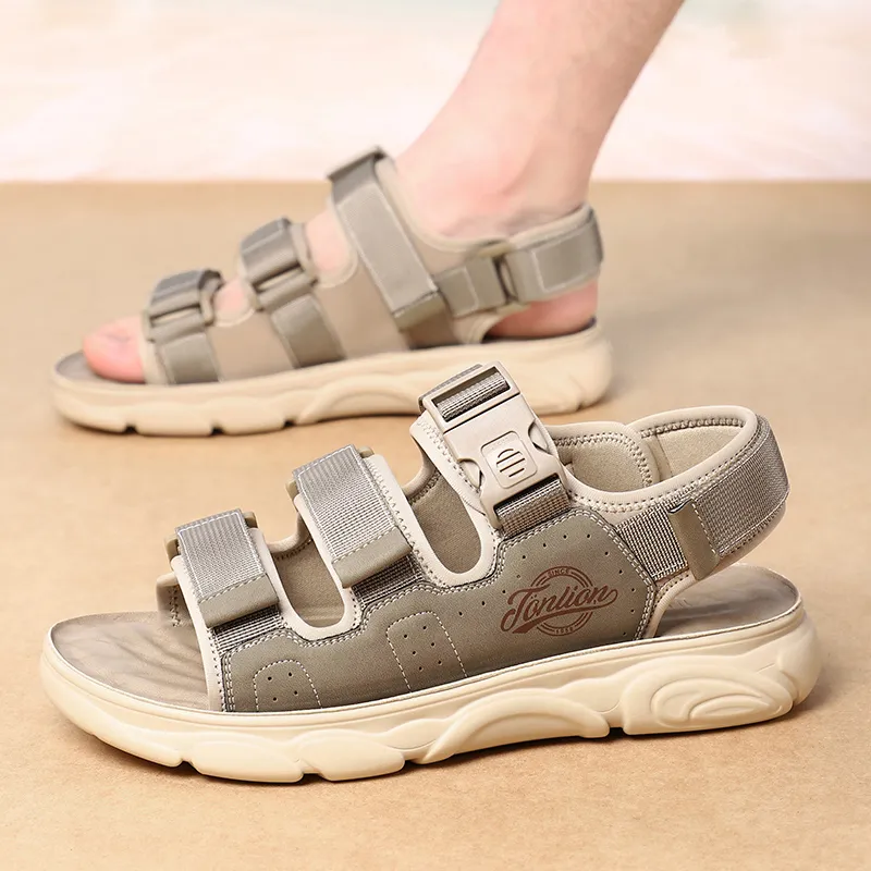 Tonlion Beach Sandals Men Black/Green/Sand-18