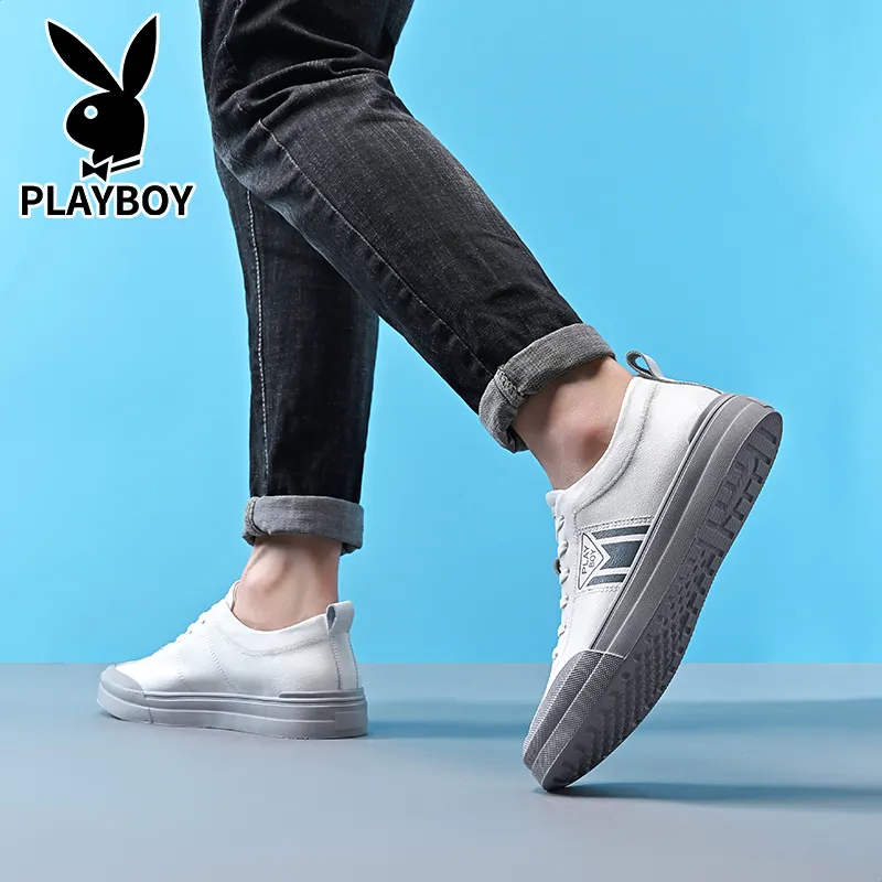 Playboy Playboy Wear resistant And Lightweight Low Top Small Whiteboard Shoes Men's-4