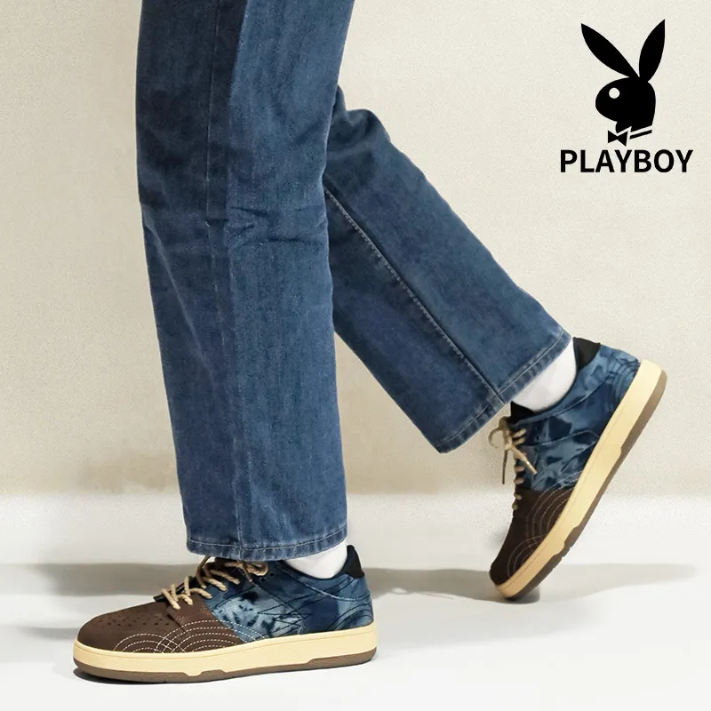 Playboy Playboy Durable Breathable Low Top Skateboard Shoes Men's Blue-3