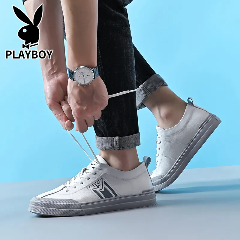 Playboy Playboy Wear resistant And Lightweight Low Top Small Whiteboard Shoes Men's-2