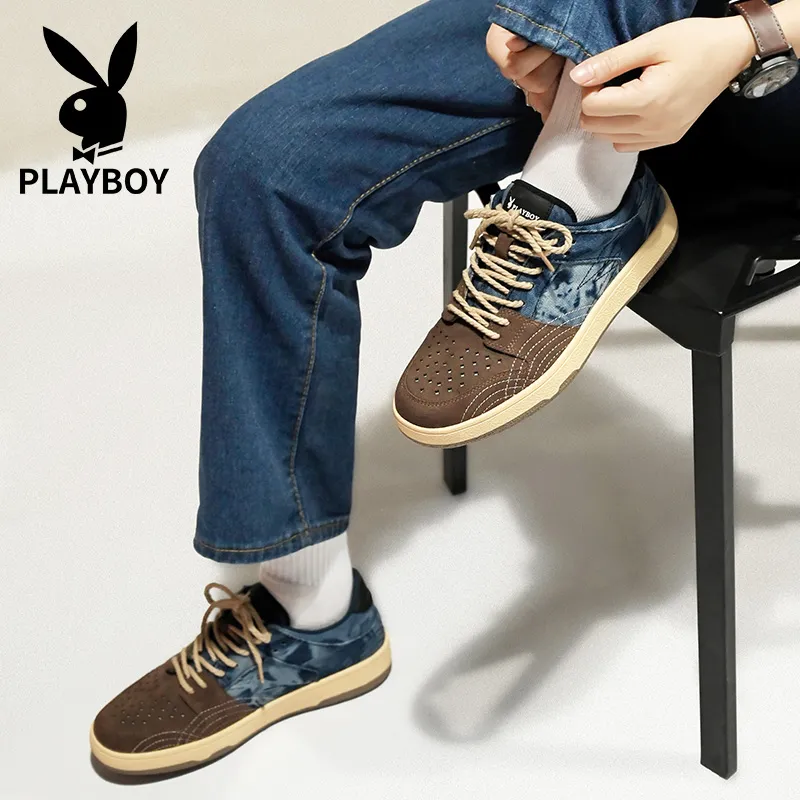 Playboy Playboy Durable Breathable Low Top Skateboard Shoes Men's Blue-2
