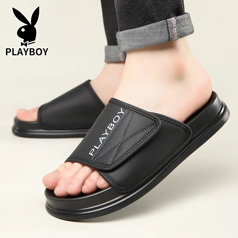 Playboy PU Polyurethane Stitching Slip Resistant Slide Slippers Men's-8