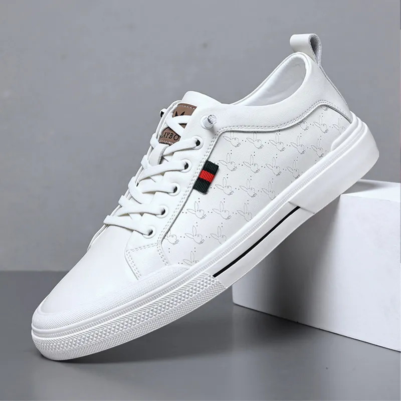 Playboy Lightweight And Breathable Skateboard Shoes Men's White-1
