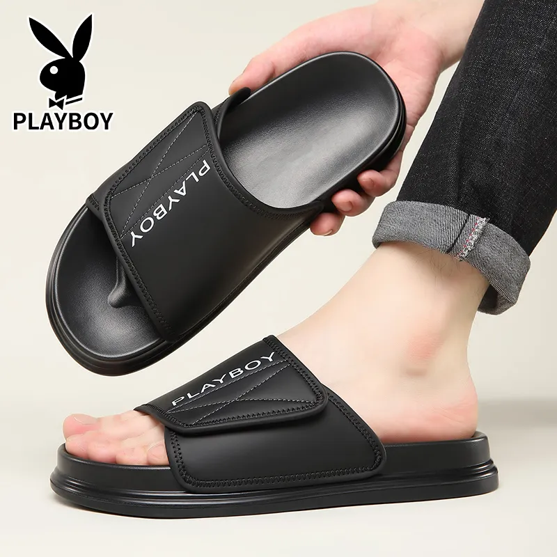 Playboy PU Polyurethane Stitching Slip Resistant Slide Slippers Men's-6