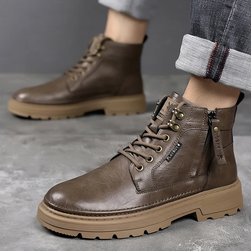 Playboy Playboy Short Martin Boot Low Heel Men's-4