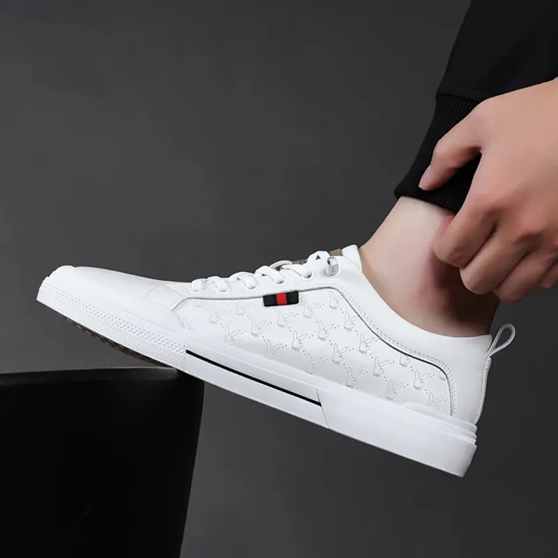 Playboy Lightweight And Breathable Skateboard Shoes Men's White-6