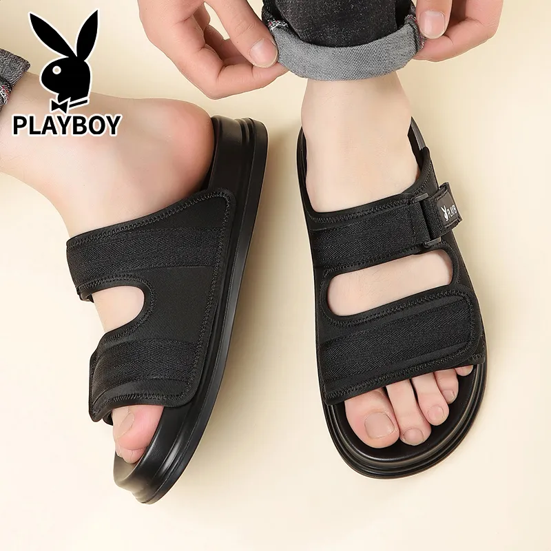 Playboy PU Polyurethane Slip Resistant Slide Slippers Men's Black-1