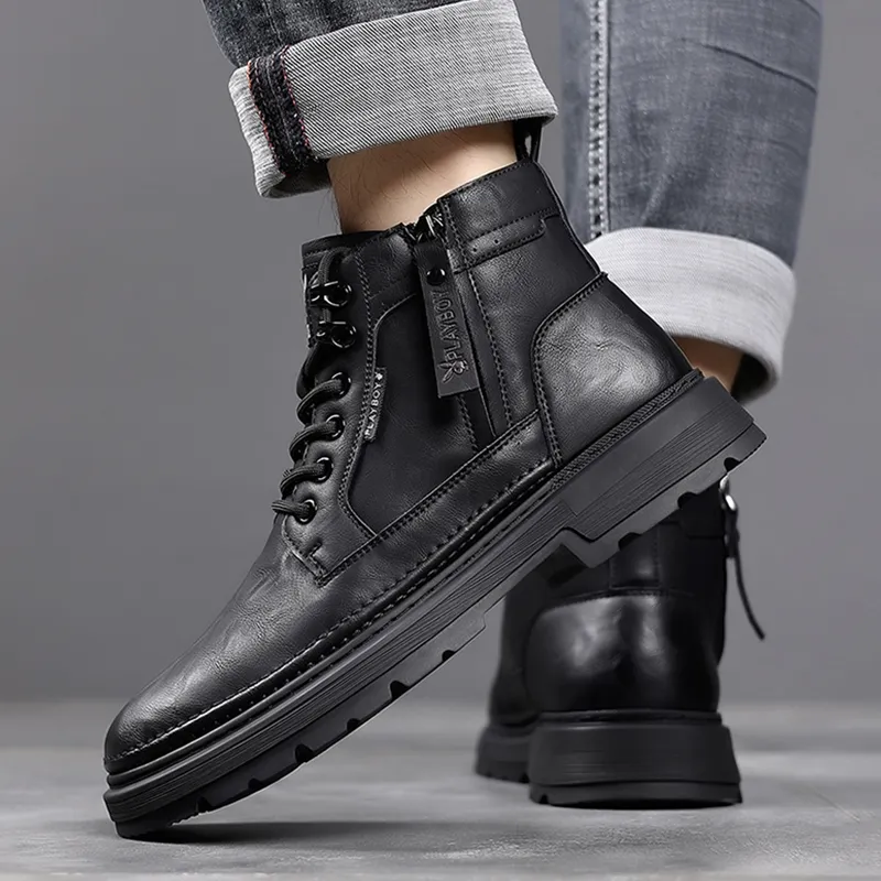 Playboy Playboy Short Martin Boot Low Heel Men's-10