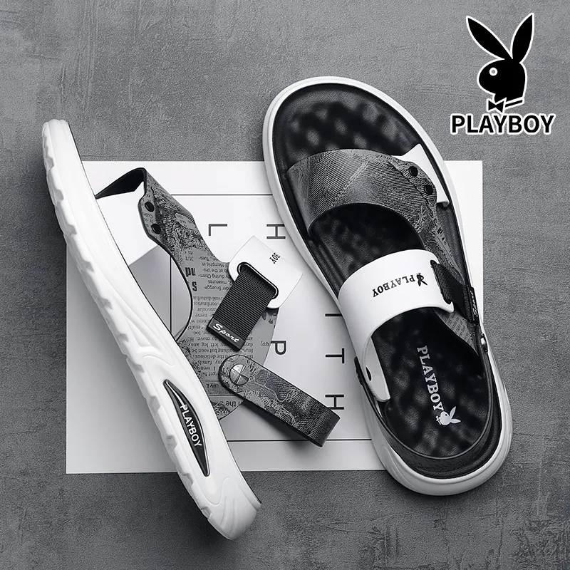 Playboy Beach Sandals Men's White-3