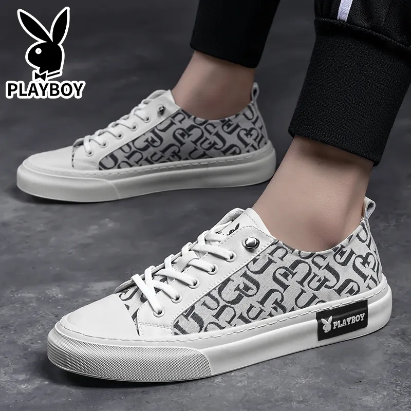 Playboy Playboy Cushioning Impact-Resistant Wear-Resistant Lightweight Slip-Resistant Canvas Shoes Men's-5