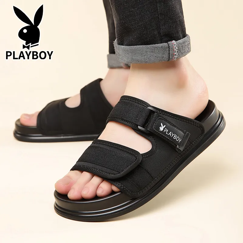 Playboy PU Polyurethane Slip Resistant Slide Slippers Men's Black-3