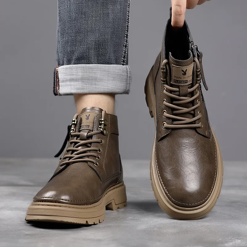 Playboy Playboy Short Martin Boot Low Heel Men's-5