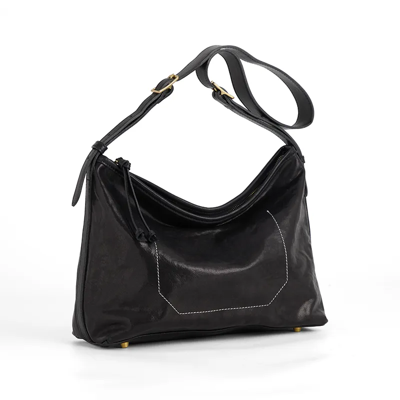 COCOEVA Crystal Vegetable Tanned Leather Shoulder Bag Crossbody Bag Women's Coffee/Black-6