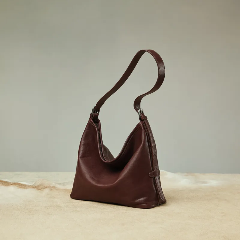 COCOEVA Top Grain Cow Leather Shoulder Bag Crossbody Bag Medium Size Women's Black/Coffee-9