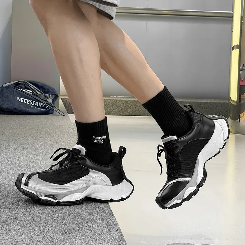 MUPPLE Slip Resistant, Abrasion Resistant, Breathable, Height Increasing Cushioning Low Top Chunky Sneakers Unisex-6