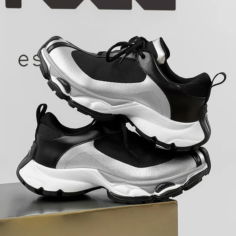 MUPPLE Slip Resistant, Abrasion Resistant, Breathable, Height Increasing Cushioning Low Top Chunky Sneakers Unisex-2