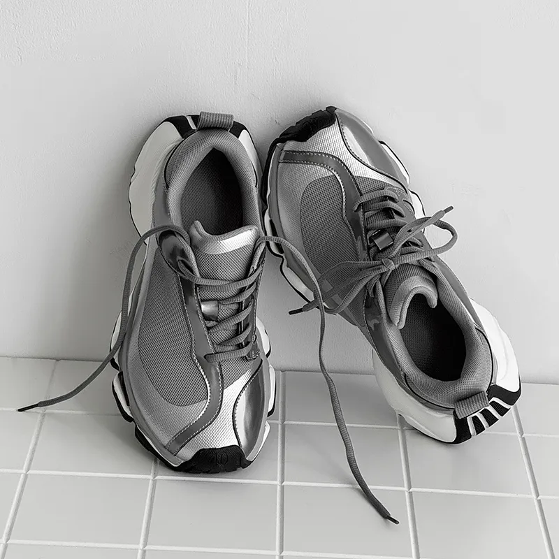MUPPLE Slip Resistant, Abrasion Resistant, Breathable, Height Increasing Cushioning Low Top Chunky Sneakers Unisex-11