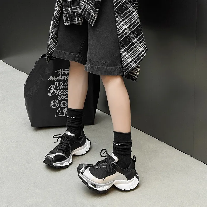 MUPPLE Slip Resistant, Abrasion Resistant, Breathable, Height Increasing Cushioning Low Top Chunky Sneakers Unisex-5