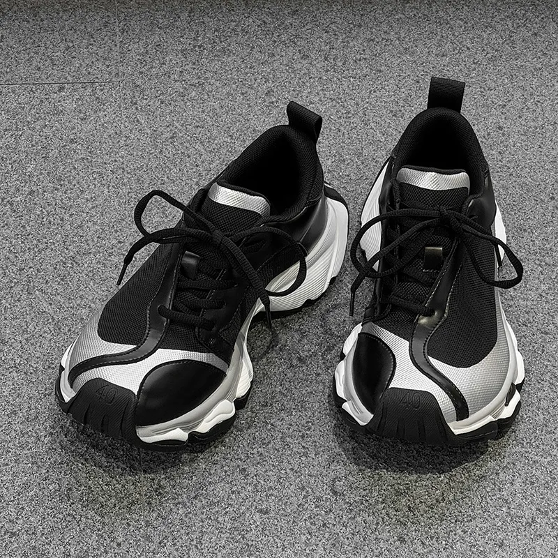 MUPPLE Slip Resistant, Abrasion Resistant, Breathable, Height Increasing Cushioning Low Top Chunky Sneakers Unisex-4