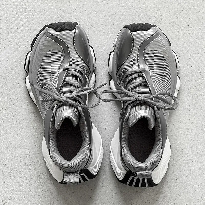 MUPPLE Slip Resistant, Abrasion Resistant, Breathable, Height Increasing Cushioning Low Top Chunky Sneakers Unisex-8