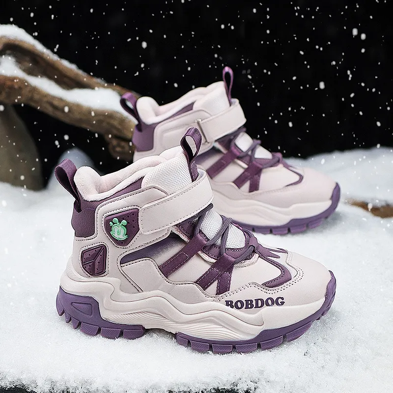 BOBDOG Slip Resistant Anti Kick Cushioning Wear Resistant Water Resistant Warm High Top Kids Lifestyle Shoes Kids'-19