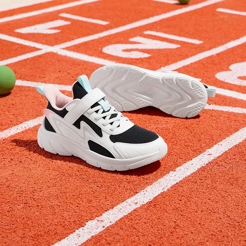 361°KIDS Slip Resistant Shock Absorbers With Abrasion Resistant Properties Kids' Running Shoes Black White Unisex-7