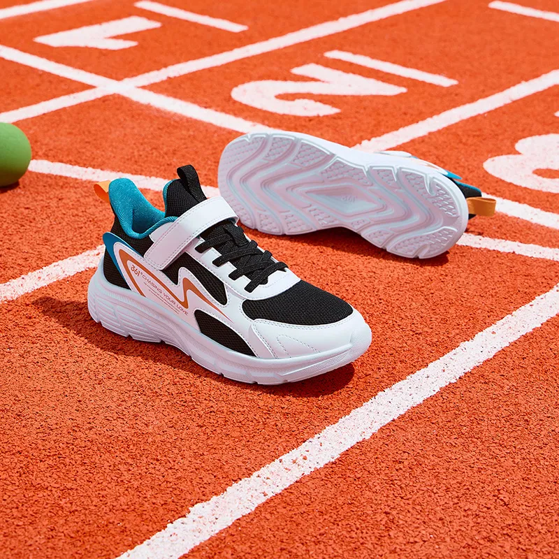 361°KIDS Slip Resistant Shock Absorbers With Abrasion Resistant Properties Kids' Running Shoes Black White Unisex-6