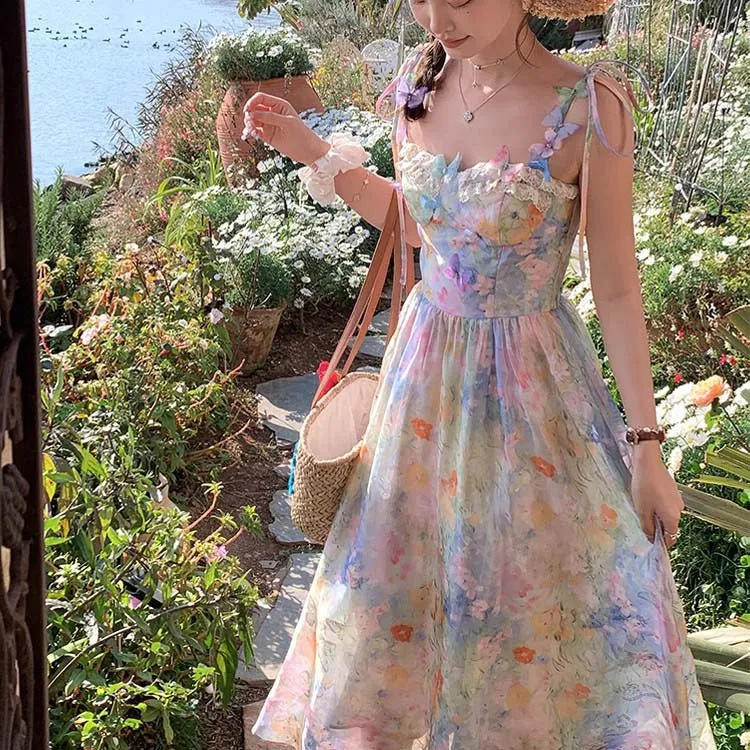 PAVLISOVA Slip Dress Women's Oil Paintings Pink Blue-2