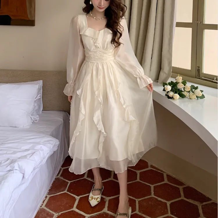 PAVLISOVA Long Sleeved Dress Women's Apricot-2