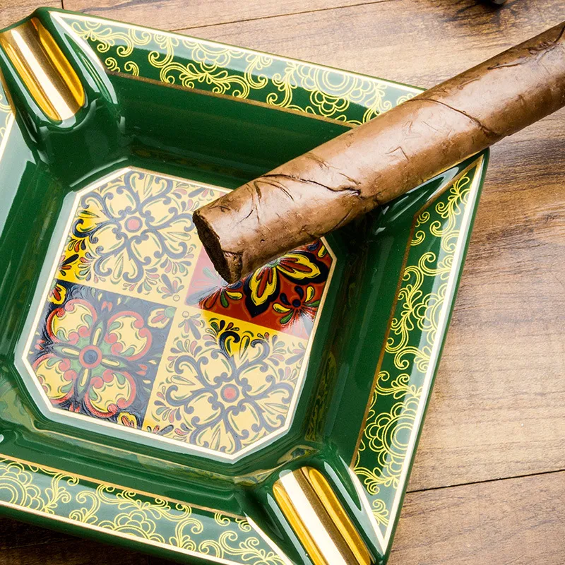 LUBINSKI Ceramic Ashtrays Green/Black-2