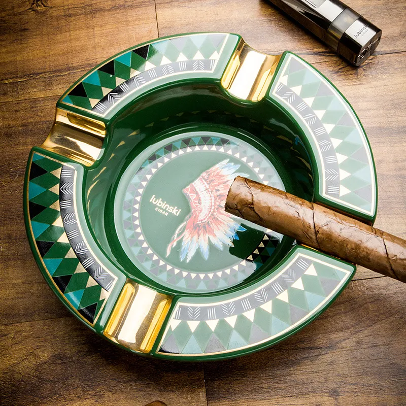 LUBINSKI Ceramic Ashtrays Black/Green-2