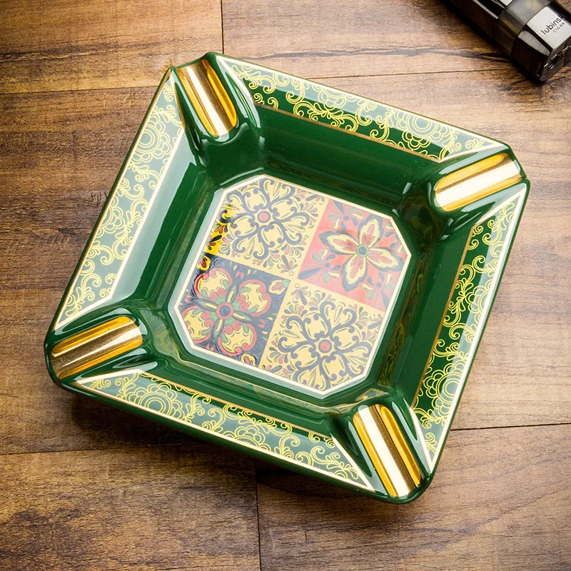 LUBINSKI Ceramic Ashtrays Green/Black-1