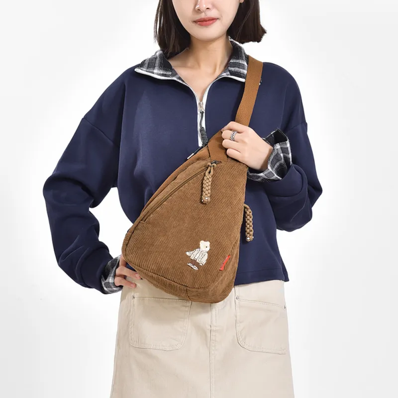 Ceion Keust Corduroy Sling Bag Unisex Multicolor-6