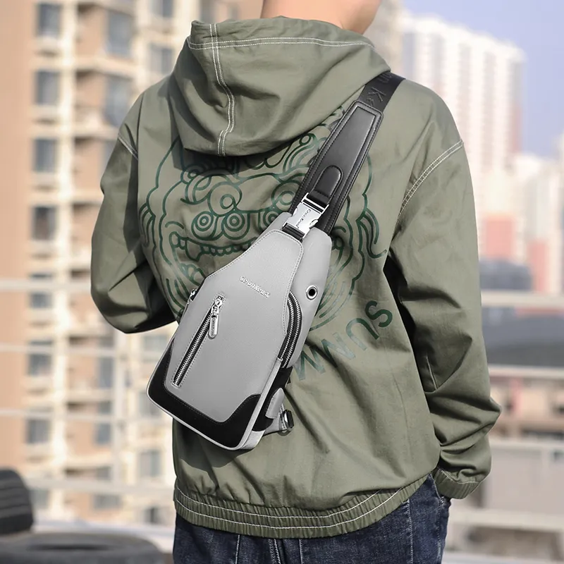 Ceion Keust Oxford Waist Bag Chest Bag Tubas Men's Gray-5