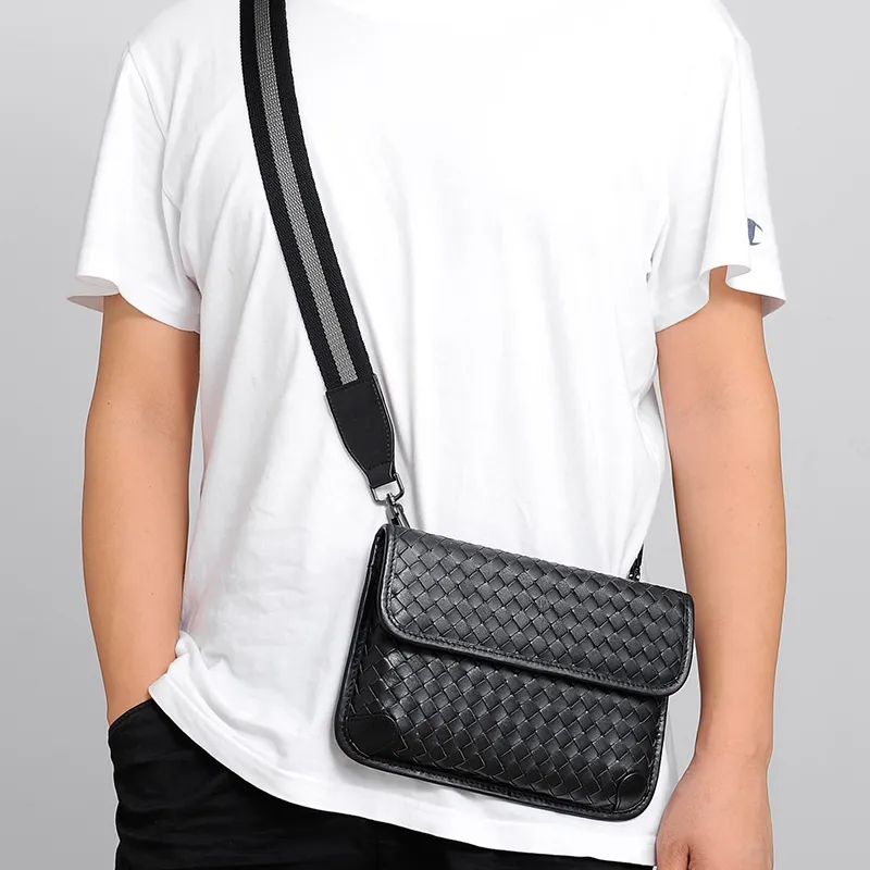 Ceion Keust Top Grain Cow Leather Shoulder Bag Medium Size Unisex Black-5