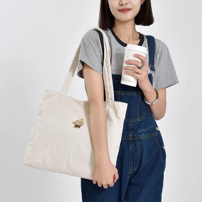 Ceion Keust Corduroy Tote Bag, Shopping Bag, Handbag, Shoulder Bag Women's Multicolor-17