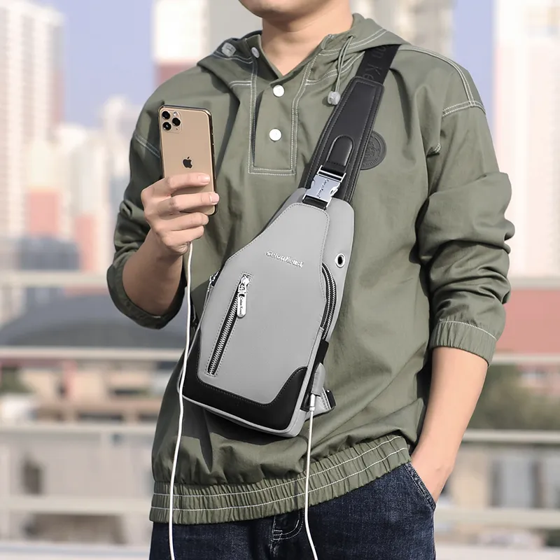 Ceion Keust Oxford Waist Bag Chest Bag Tubas Men's Gray-6