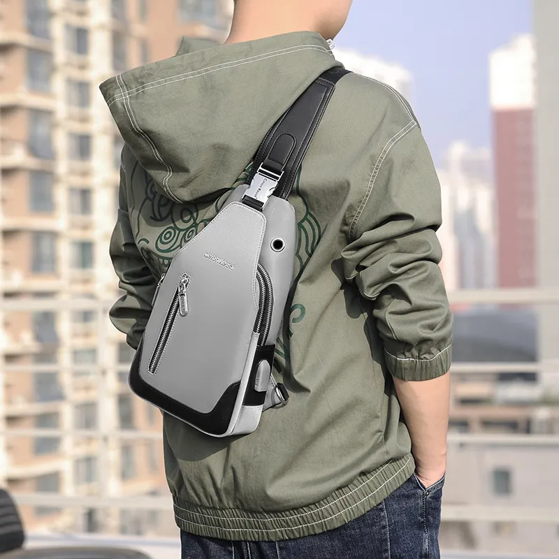Ceion Keust Oxford Waist Bag Chest Bag Tubas Men's Gray-9
