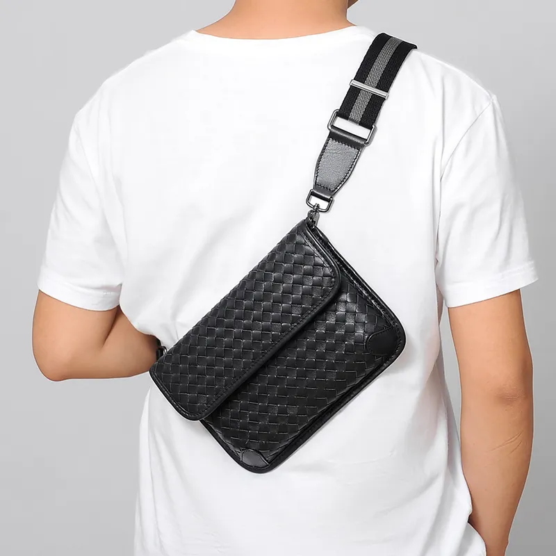 Ceion Keust Top Grain Cow Leather Shoulder Bag Medium Size Unisex Black-6