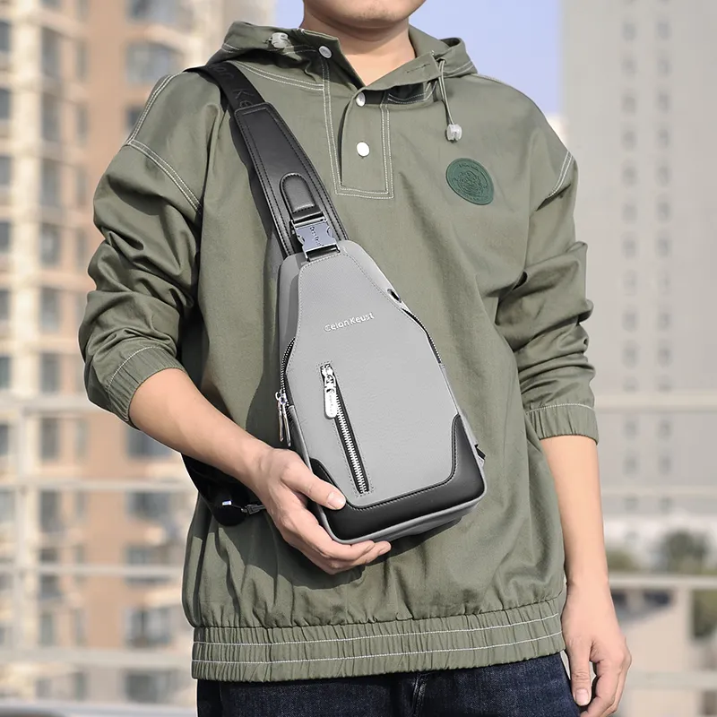 Ceion Keust Oxford Waist Bag Chest Bag Tubas Men's Gray-7