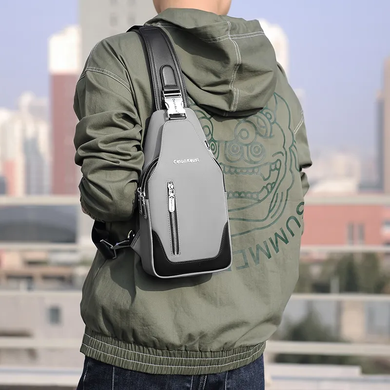 Ceion Keust Oxford Waist Bag Chest Bag Tubas Men's Gray-8