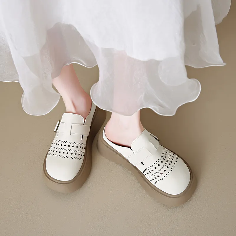 Baibianzhiheren Rubber Sole Closed Toe Slippers Women's-5