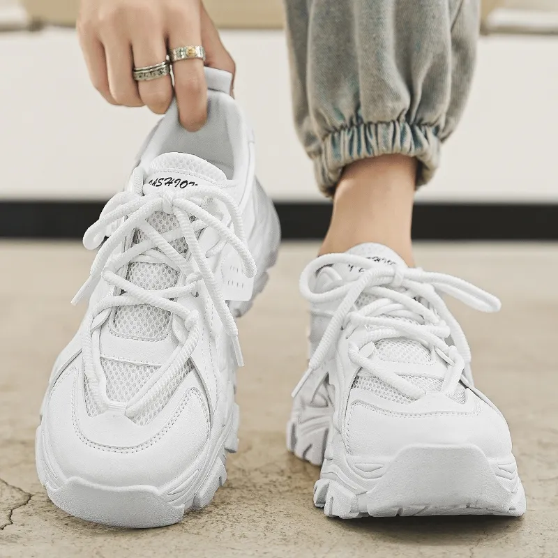 Baibianzhiheren Cushioning Wear Resistant Breathable Coverage Balance Height Increasing Low Top Chunky Sneakers Men's-8