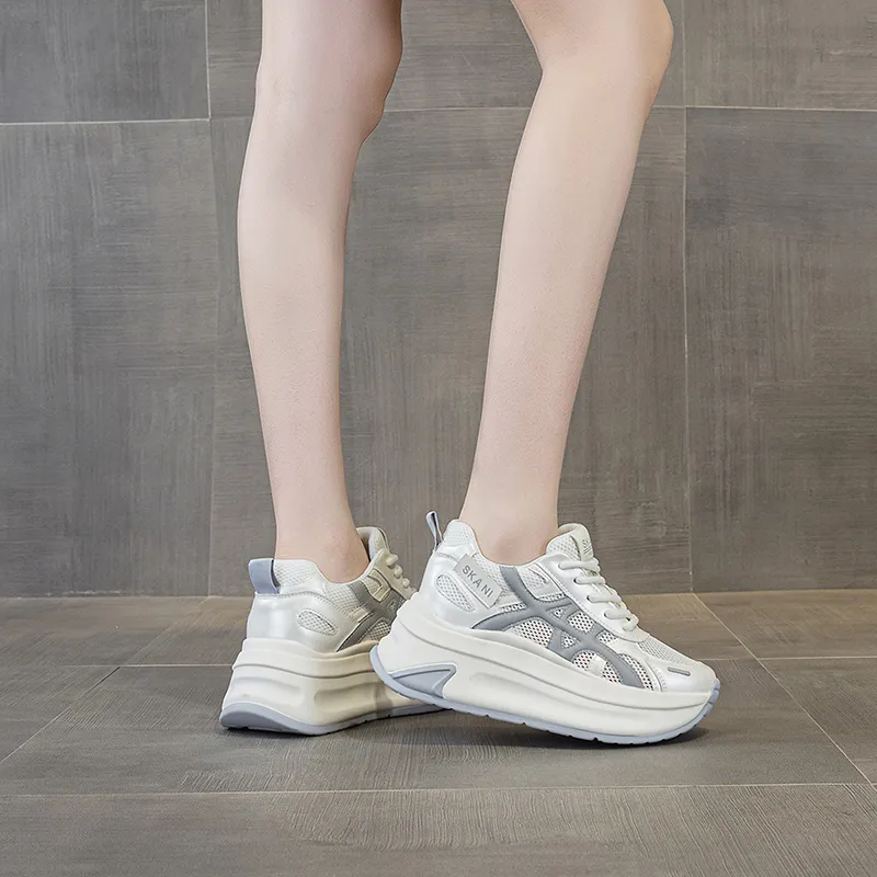 Baibianzhiheren Breathable Height Increase Chunky Sneakers Women's-3