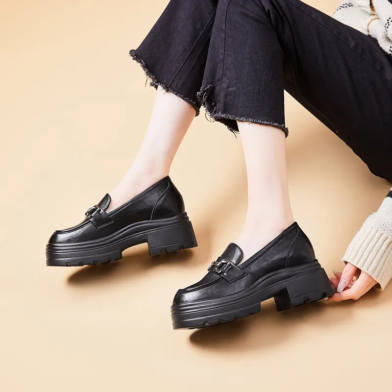Baibianzhiheren Loafers 6.5cm Women's Black-1