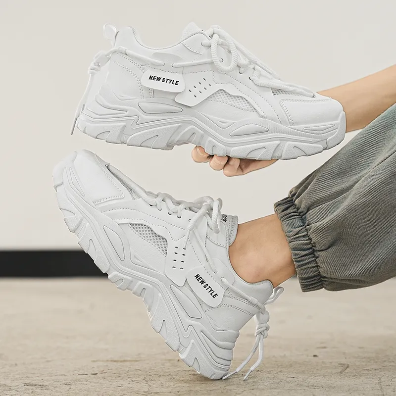 Baibianzhiheren Cushioning Wear Resistant Breathable Coverage Balance Height Increasing Low Top Chunky Sneakers Men's-6