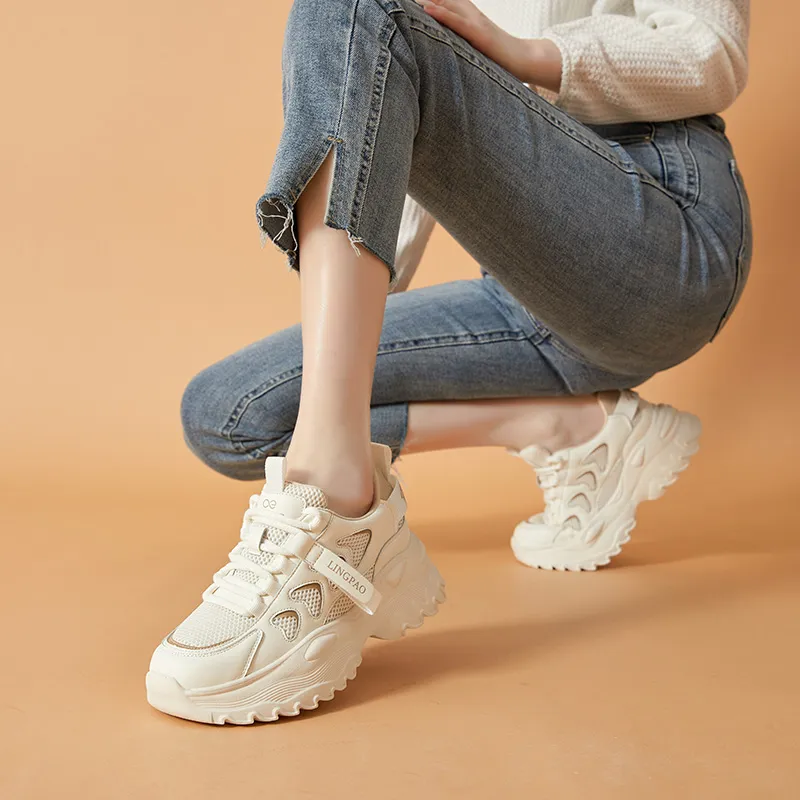 Baibianzhiheren Breathable Lightweight Low Top Chunky Sneakers Women's-3