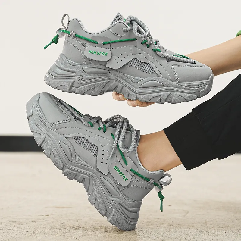 Baibianzhiheren Cushioning Wear Resistant Breathable Coverage Balance Height Increasing Low Top Chunky Sneakers Men's-17