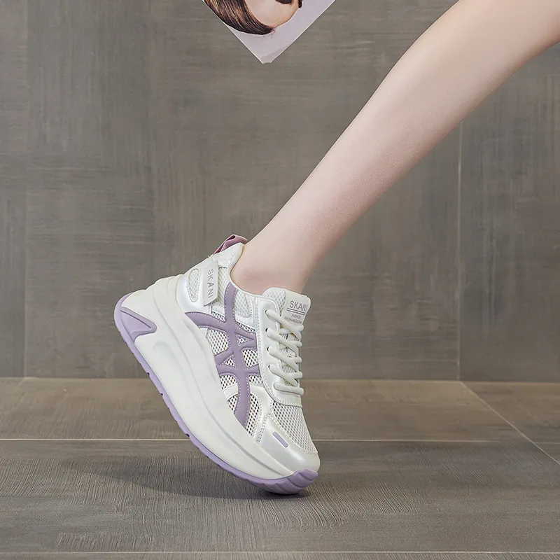 Baibianzhiheren Breathable Height Increase Chunky Sneakers Women's-14
