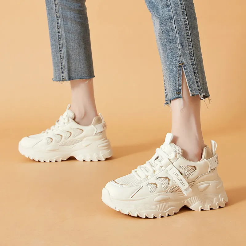 Baibianzhiheren Breathable Lightweight Low Top Chunky Sneakers Women's-5